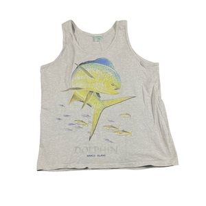 Vintage Florida Dolphin T-Shirt Tank Top Large Made In USA Tropical Style